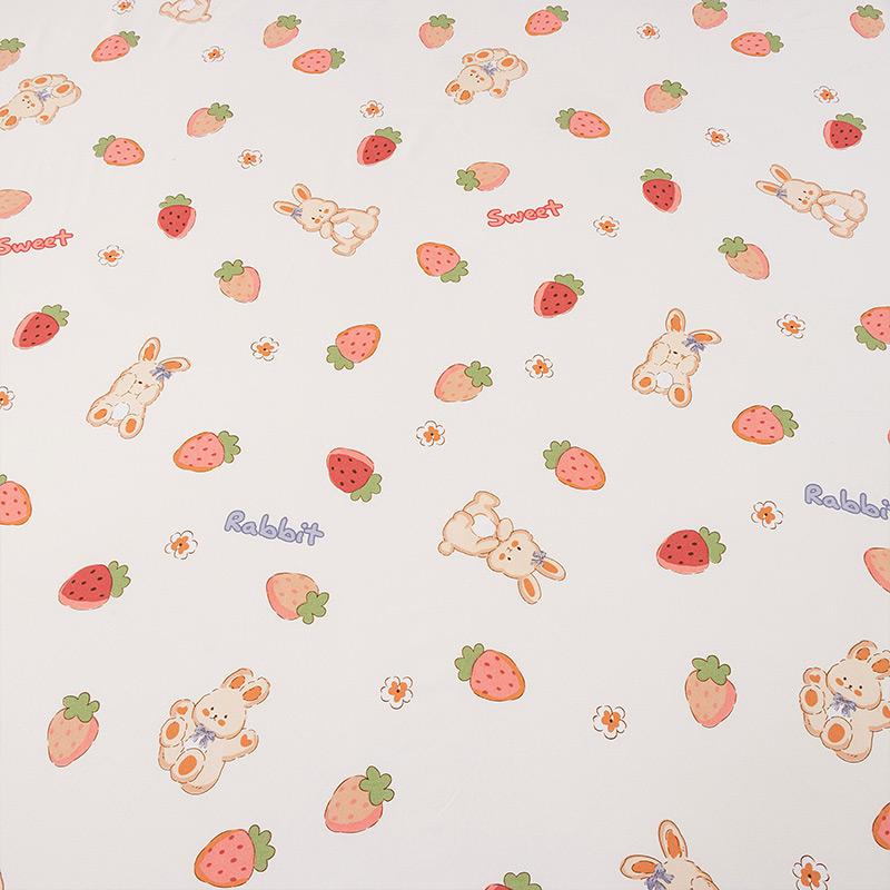 3 шт. Кролик Клубника Простыня Приятная к коже 100% Полиэстер 1 Простыня на резинке 2 Наволочки Защитный чехол для матраса Без подушки