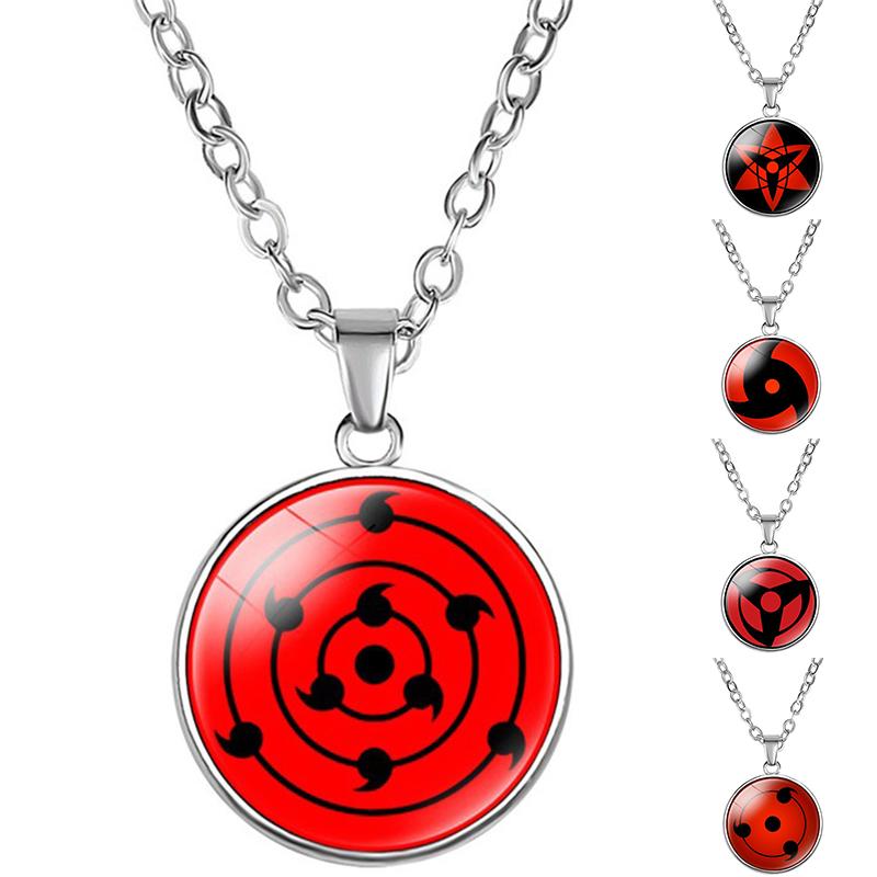 Косплей Мужская цепочка Аниме Время Драгоценный камень Черное ожерелье Шиппуден Шаринган Глаз Стеклянный круглый винтажный ювелирный Наруто Женский кулон аксессуары
