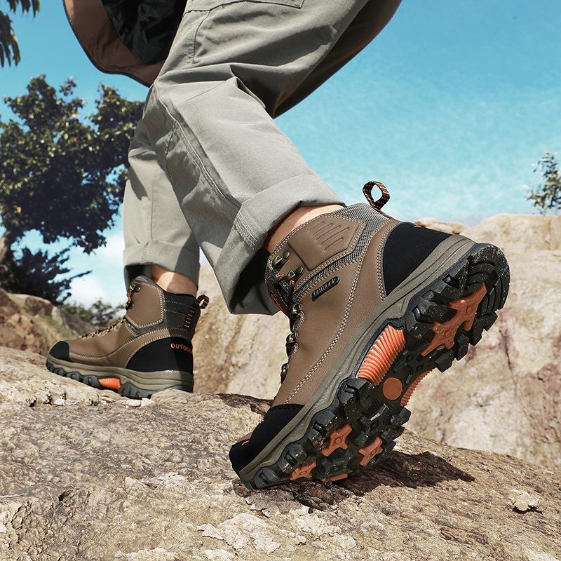 Мужские походные ботинки Водонепроницаемые кожаные ботильоны Уличная обувь для кемпинга и альпинизма Треккинговые кроссовки для мужчин Повседневные ботинки с высоким верхом