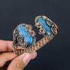 Neon Blue Apatite Gemstone Pure Copper Wire Wrapped Handmade Cuff/ Bangle Adjustable Jewelry For Gift