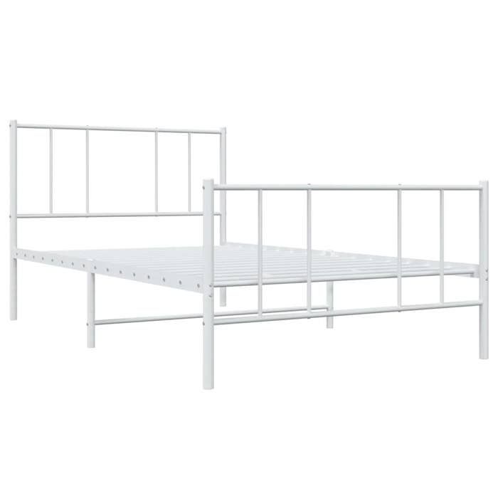 VidaXL Metal Bed Frame with Headboard-Footboard White 75x190 Cm 352537