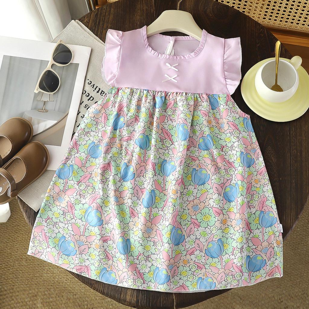 Children's Princess Colorful Flowers Dress - Summer Girls' Casual Dress
