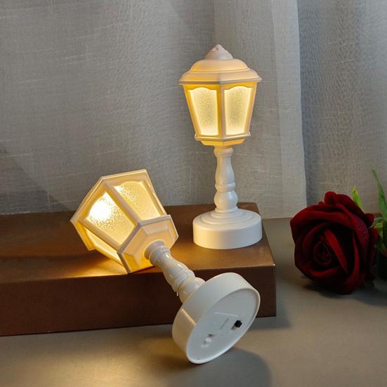 LED Night Light Soft Warm Glow Flicker Free Battery Powered Retro Style LED Table Lamp Bedside Light Decoration