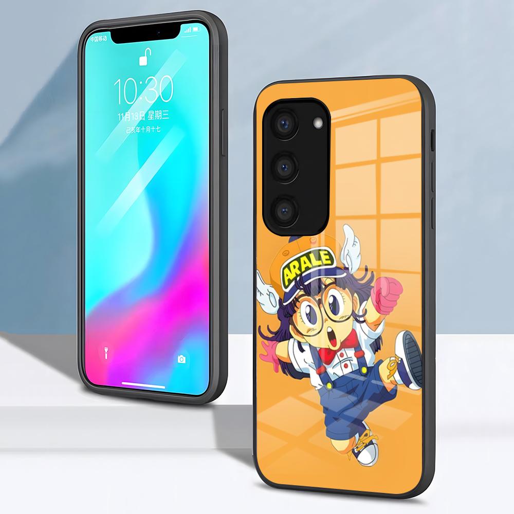 Чехол для телефона Dr-SlumpS-AraleS для Samsung S26 S25 S24 FE S23 S22 S21 Plus S20 Ultra Note20Ultra Черная стеклянная крышка