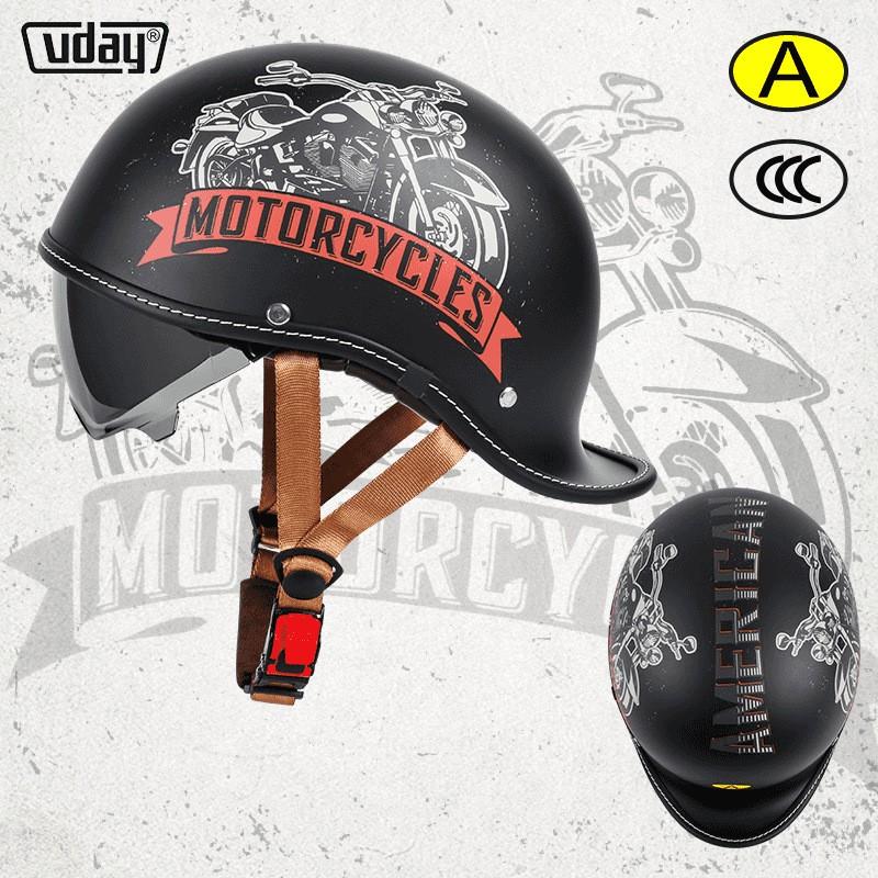 Vintage Motorcycle Half Helmet Retro Scooter Men Women Universal Fit 3C Certified
