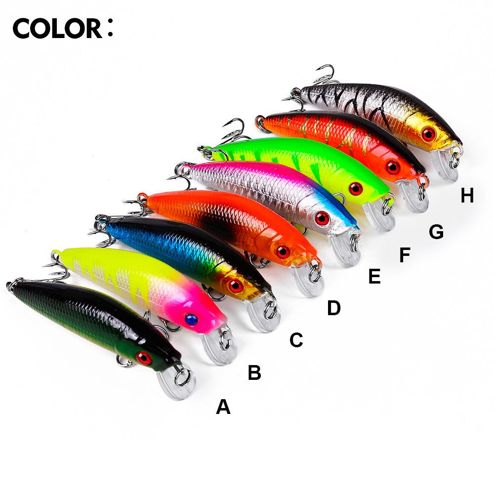 8pcsSubmersible Minnow Lure 7cm 7.9GFreshwater Bass Fish Bait Imitation Plastic Hard Bait Fishing Tackle Supplies