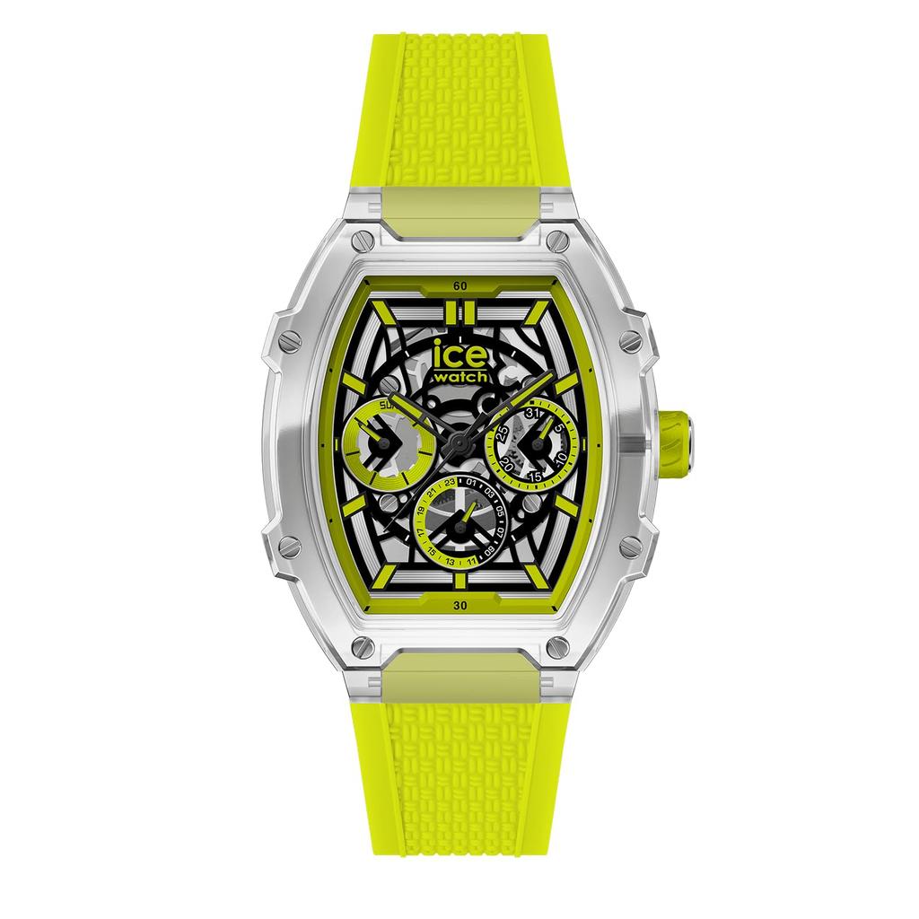 Authorized Distributor [ICE-WATCH] Ice-Watch Men's Unisex Wristwatch 024286 ICE Boliday Clear Yellow Skeleton Plastic Date Display Day of the Week