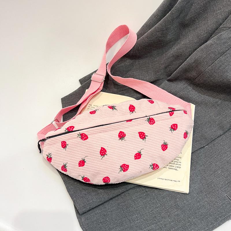 Литературная бархатная нагрудная сумка женская новая модная сумка-мессенджер с принтом клубники, повседневная трендовая универсальная сумка через плечо