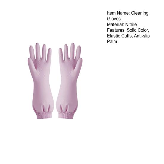 1 Pair Nitrile Cleaning Gloves Reusable Waterproof Tear-Resistant Kitchen Dishwashing Housekeeping Gloves