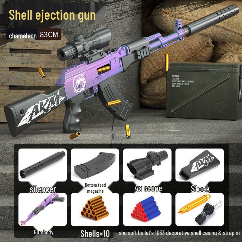XL AK47 Shell Ejecting Soft Bullet Toy Gun for Boys - Tactical Assault Rifle (PUBG Inspired)
