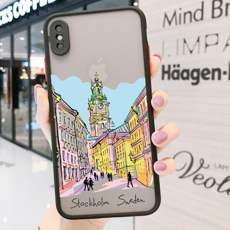 Travelling world travel Street painting Phone Case For Iphone 15 14 13 11 12 Pro Max 7 8 PLUS SE2 X XS XR Hard Matte Back Cover