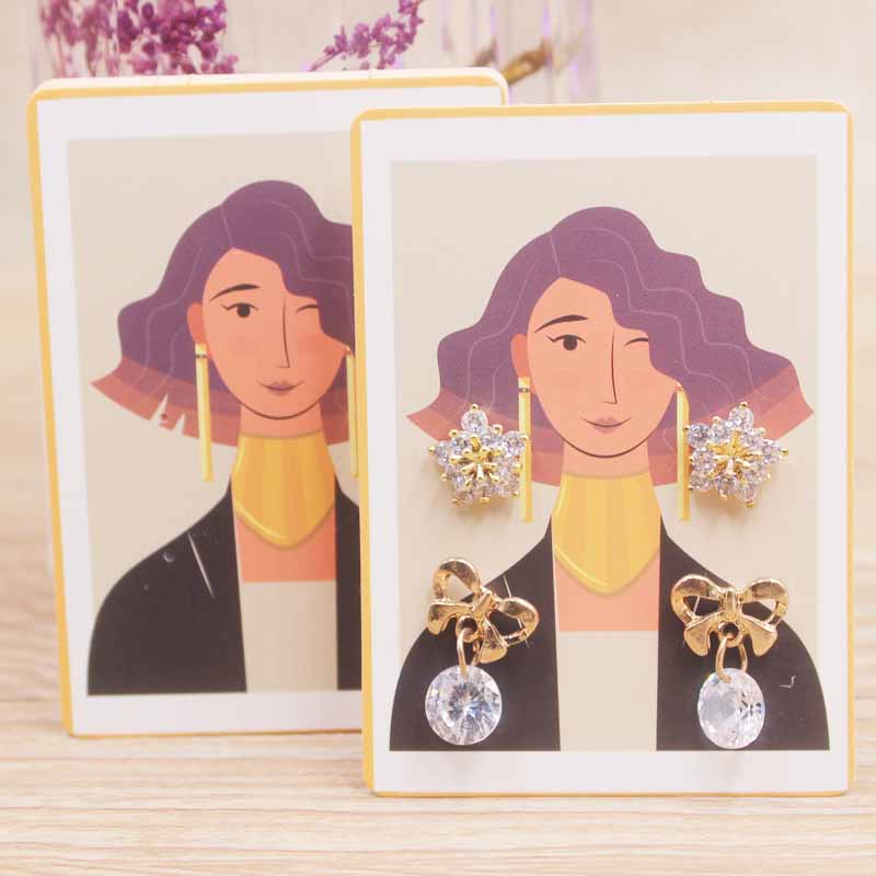 50 шт./лот серьги карты четыре держателя 5x7 см горячая девушка / абстрактная живопись бумажная карта ювелирные аксессуары упаковка карты