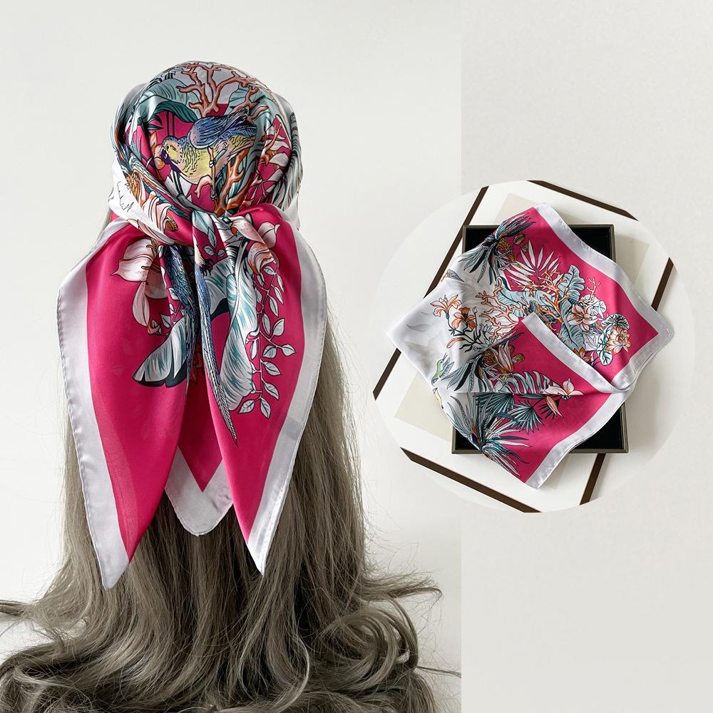 Весенне-летний атласный длинный шарф для женщин, солнцезащитная шаль, модный атласный длинный шарф для красоты, универсальный дорожный шарф