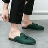 Fashion Suede Leather Tassel Mules Men Half Shoes For Man Summer Fashion Designer Shoes Men's Luxury Zapatillas Hombre Casual Slip On