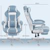 Gaming chair, ergonomic gaming armchair with footrest, adjustable height, reclining backrest, 63x63x123cm, blue
