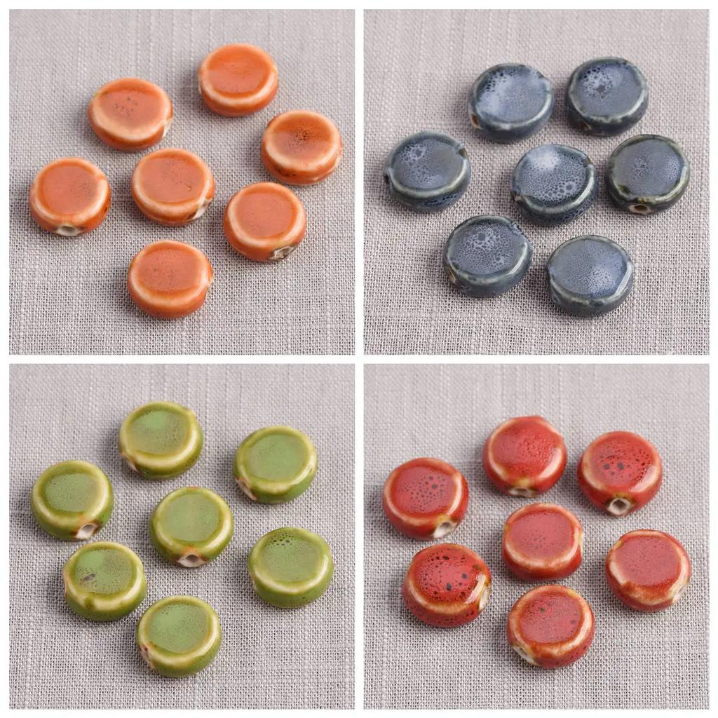 20 шт. Плоские круглые 15 мм Керамические фарфоровые бусины-разделители ручной работы Лот для изготовления ювелирных изделий Аксессуары DIY Поделки Фурнитура Креативные бусины