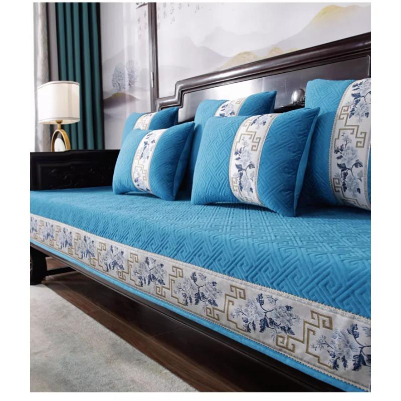 Living Solid Wood Sofa Cushion Four Seasons Universal New Chinese Style Cushion Autumn and Winter Thickening Non-Slip High-End Rosewood Sofa