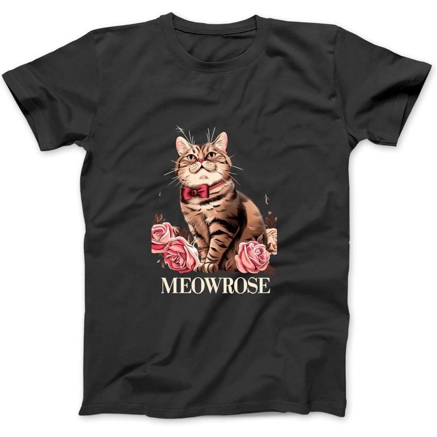 Meowrose Graphic - British Shorthair Cat with Roses Long Sleeve T-Shirt Sweatshirt Hoodie for Men Women Kids Made in Canada