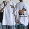 Модная футболка с капибарой для мужчин/женщин, футболка европейского размера, забавные футболки с капибарой в стиле Харадзюку, топы с мультяшным манга Y2k 90-х годов, гранж-футболка, одежда