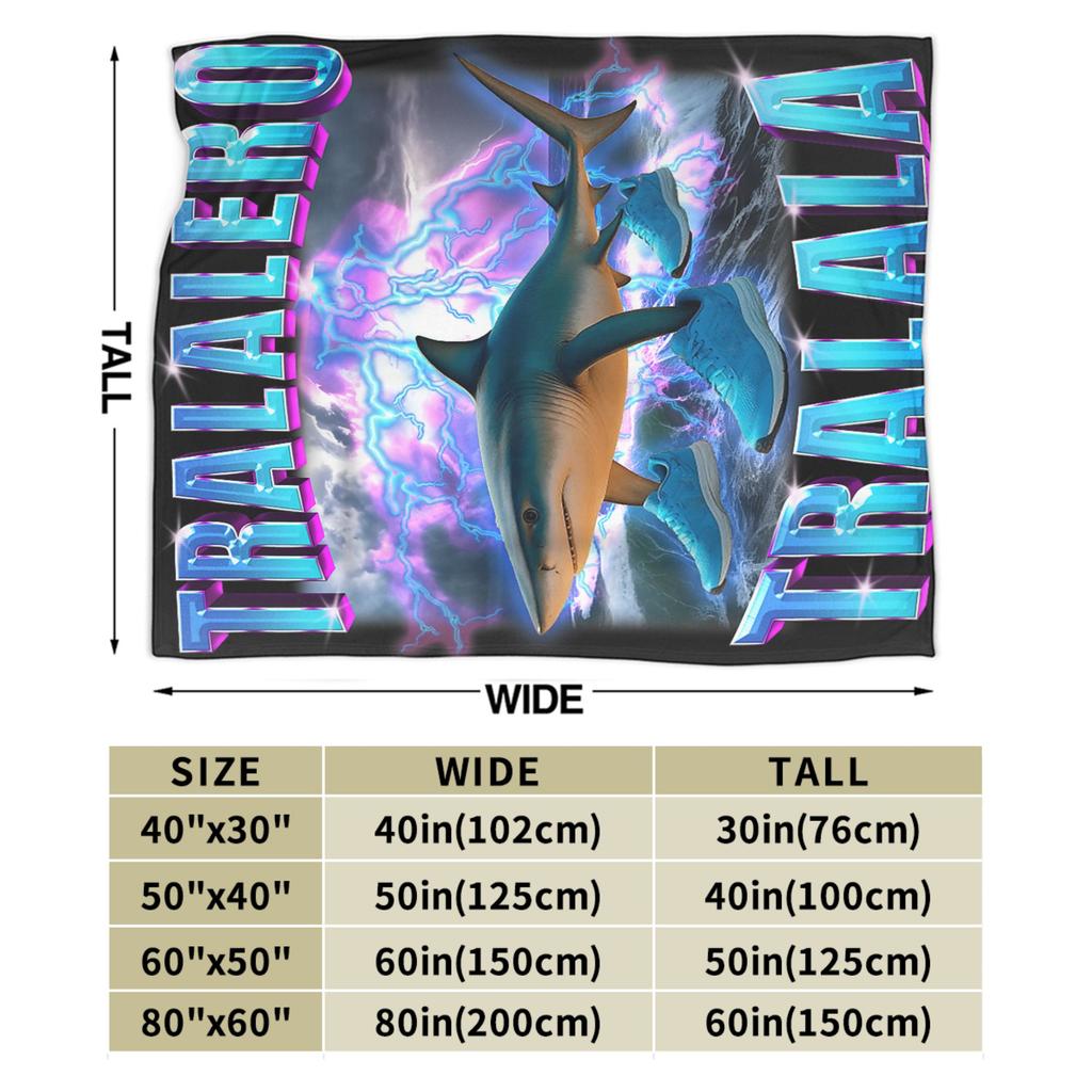 Tralalero Tralala Bootleg Funny Brainrot Italian Shark Meme TBlanket Warm Soft Bedding Throws Winter Couch Chair Bedspread