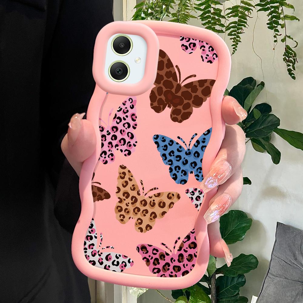 Модный мягкий чехол для телефона с леопардовым принтом и бабочкой для Samsung Galaxy A52 A73 A12 S24 Ultra 5G S23 S22 S21 S20 FE Wave Edge, противоударный защитный резиновый чехол