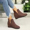 Women's Slope Heel Cotton Boots Winter New Round Head Sleeve Anti-slip Wear-resistant Short Boots