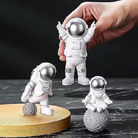 Статуя космонавта из смолы, украшение для домашнего офиса, настольная фигурка, декор, набор из 3 предметов