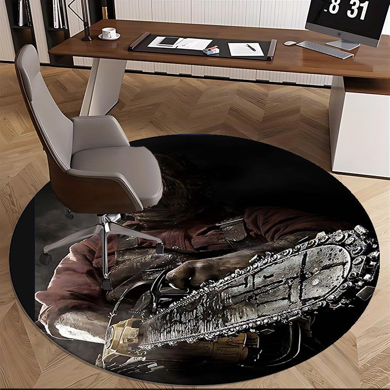Chainsaw Killer,Horror Movie Character Chair mat Round Rug Office carpet, Non slip, Suitable for Living Rooms, Bedrooms Decor 1205703a