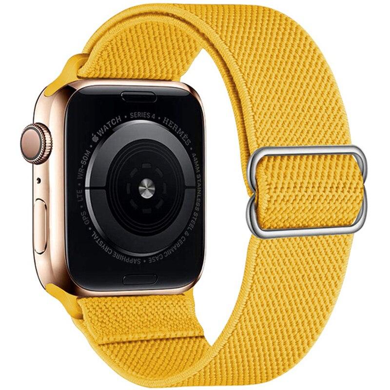 Ремешок для часов Apple, 44 мм, 40 мм, 38 мм, 42 мм, эластичный нейлоновый соло-петля, регулируемый браслет iWatch series SE 6, 5, 4, 3, 2, ремешок
