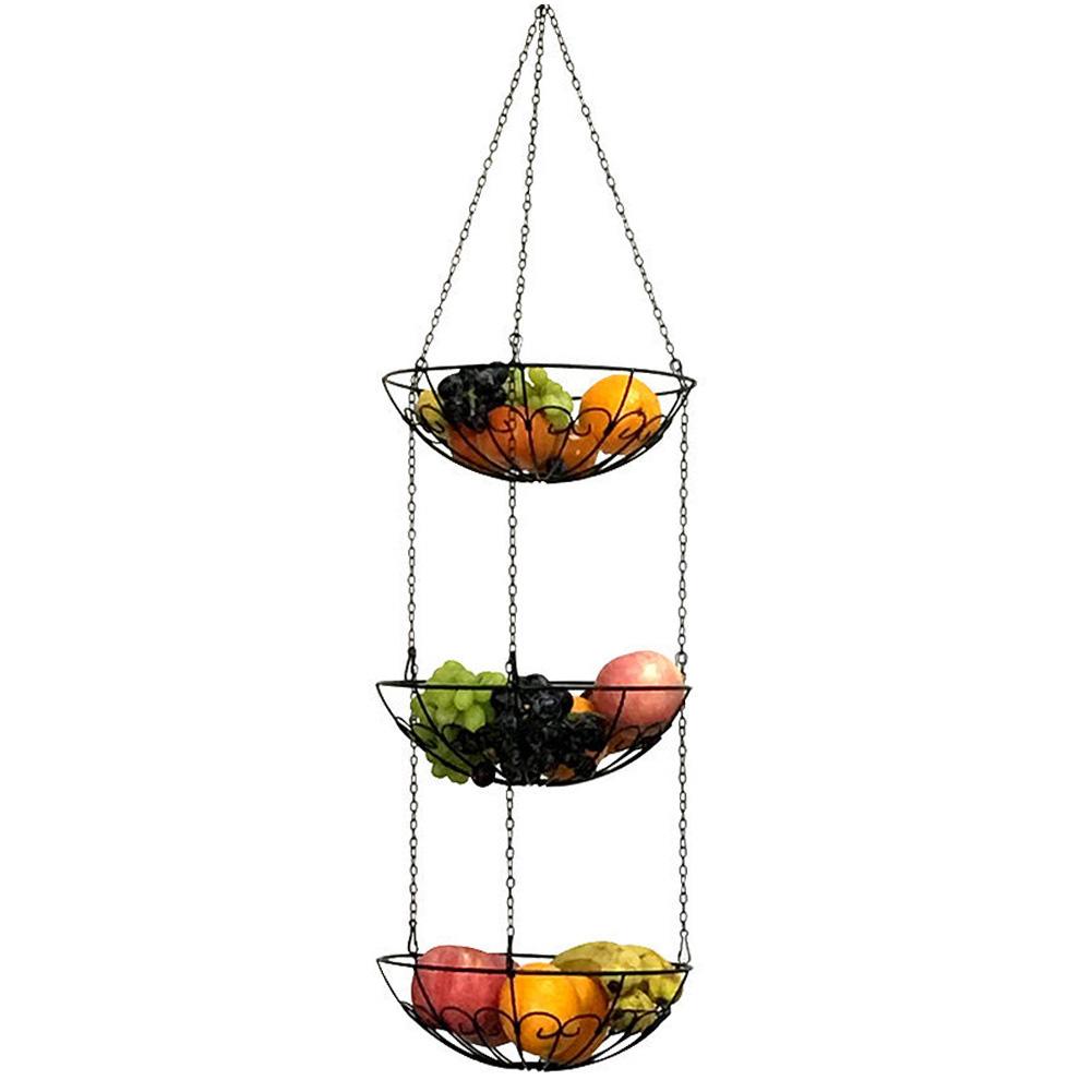 Fashion Space Saving 3Layers Iron Wire Fruit Basket for Storage