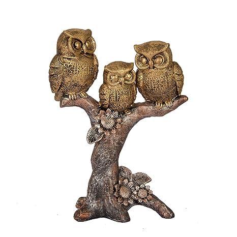 Handcrafted Owl Family Sitting On Tree Decorative Bird Showpieces Statue