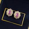 Серьги-гвоздики из стерлингового серебра S925 с бриллиантом высокой чистоты, огранка «Ледяной цветок», в мечтательном фиолетовом цвете таро