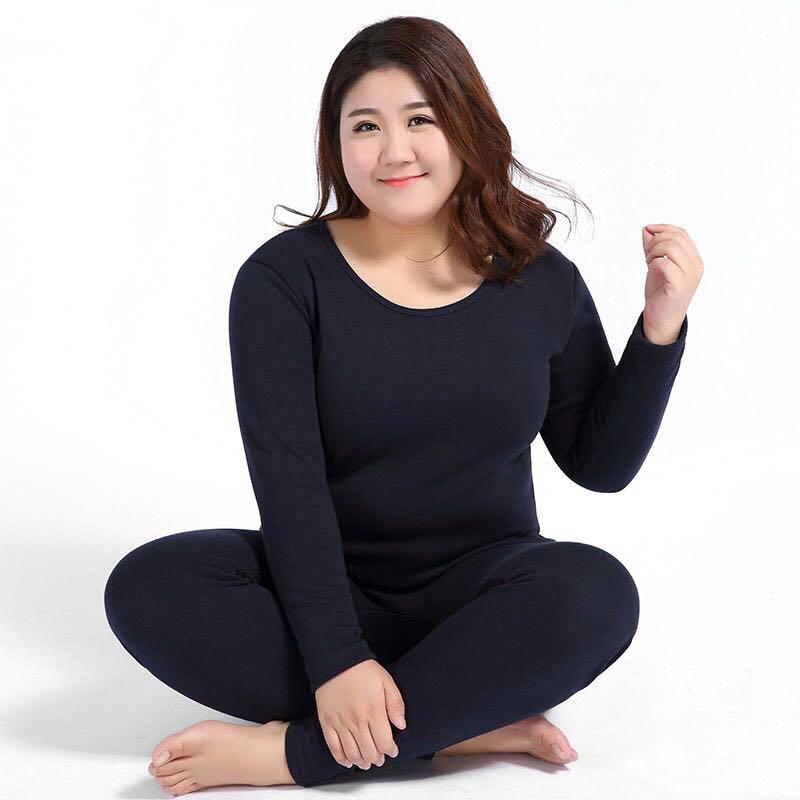 Thermal Underwear Ladies Suit Plus Velvet Plus Bottoming Shirt Qiuyi Long Trousers Thin Extra-large Pajamas