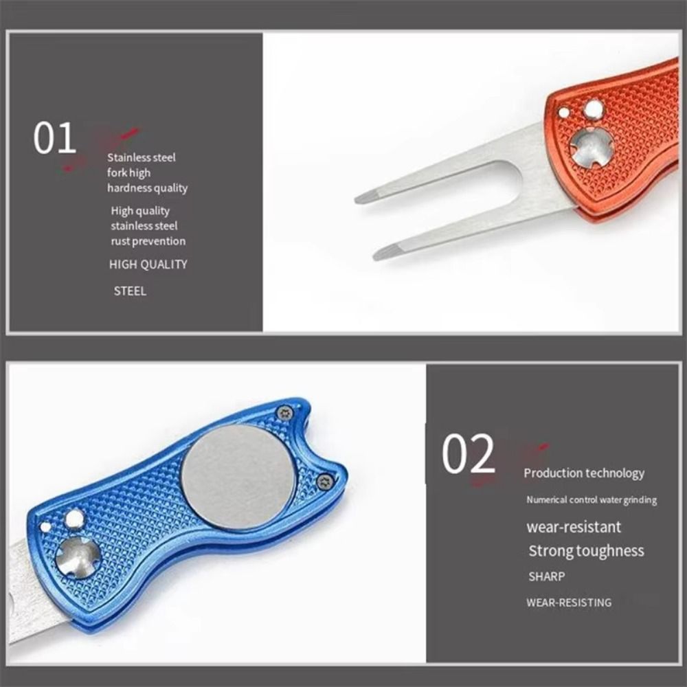 Magnetic Marker Golf Repair Tool Pop-up Button Golf Repair Fork Putting Green Fork Golf Equipment