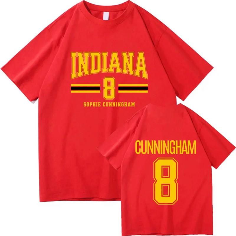 Mens Cotton Graphic Tee - Sophie Cunningham 8 Indiana Basketball Print Slim Fit Short Sleeve T-Shirt Fall