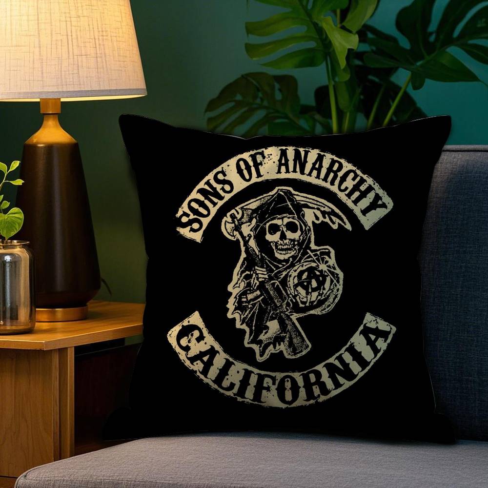 Крутая Наволочка S-Sons Of A-Anarchy для Дивана, Гостиной, Спальни, Квадратной Подушки, Подушки для Сна, Двусторонней Печатью