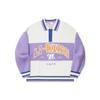 Li Ning Color Block Letter Print Loose Pullover Long Sleeve Knit Sweater Unisex Sweater Off-White Purple Blue AMBU063-2