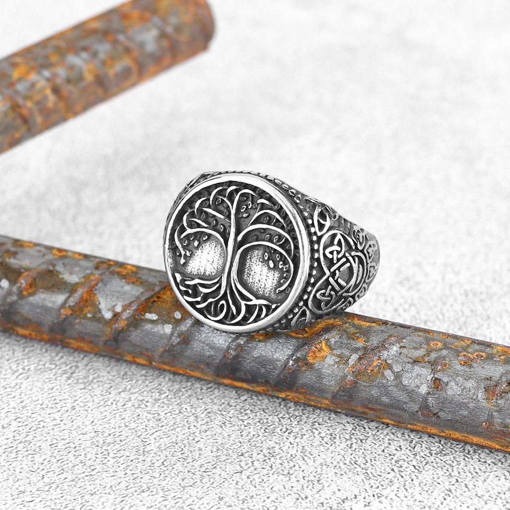 Винтажное Древо Жизни Новое Персонализированное Vikingское Кольцо Нержавеющая Сталь Мужская Мода и Креативные Девичьи Вечеринки Ювелирные Изделия Подарки