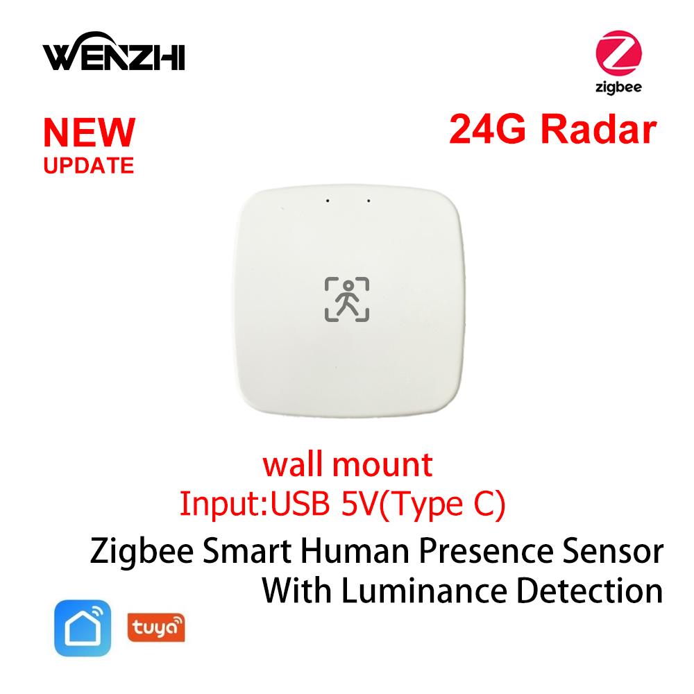 ZigBee Wifi MmWave Датчик присутствия и движения человека С обнаружением освещенности/расстояния 5/110/220В Tuya Smart Life Домашняя автоматизация Форсунки 6