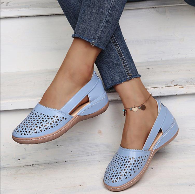 Fashion Women's Summer Flat Round Toe Sandals 2025 New Retro Button Sandals Comfy Mary Jane Comfortable Shoes for Women Plus Size 43