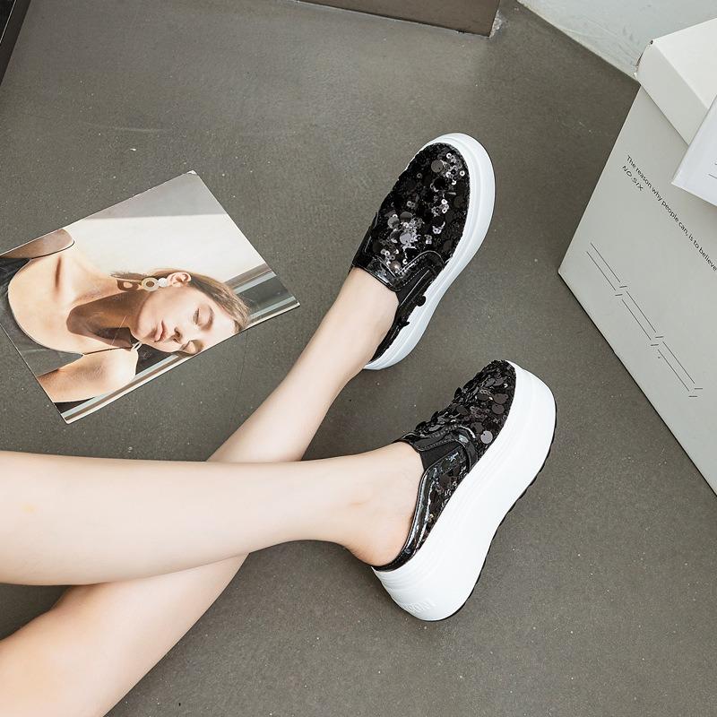 Модные высококачественные 8 см сетчатые женские сандалии из натуральной кожи, блестящие массивные кроссовки, туфли-лодочки на платформе и танкетке, летние тапочки, повседневная обувь