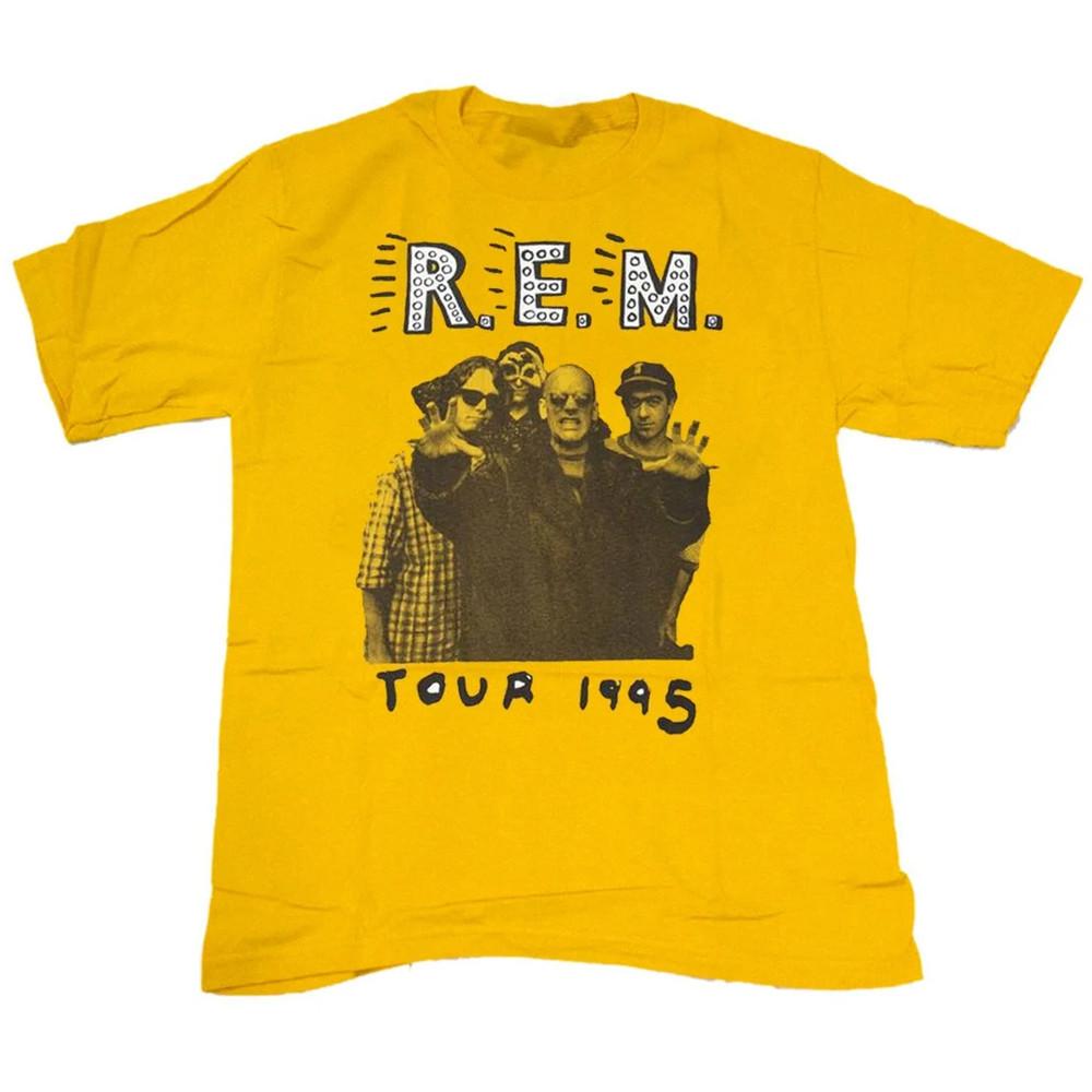 Vtg REM Band Tour Heavy Cotton Yellow All Size Unisex Classic Shirt AP264 Unisex T-Shirt