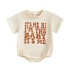 Baby Summer Romper Loose Fit Letter Pattern Crew Neck Short Sleeve Infant Jumpsuit