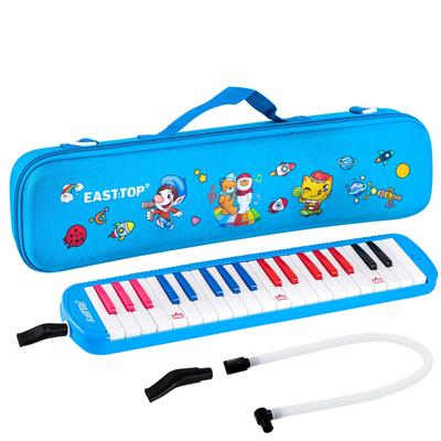 East top Keyboard 32 Elementary School Lightweight Melody Piano Stand Case В комплекте губная гармошка, клавиши, пианика, детский шланг, выступление, (синий)…