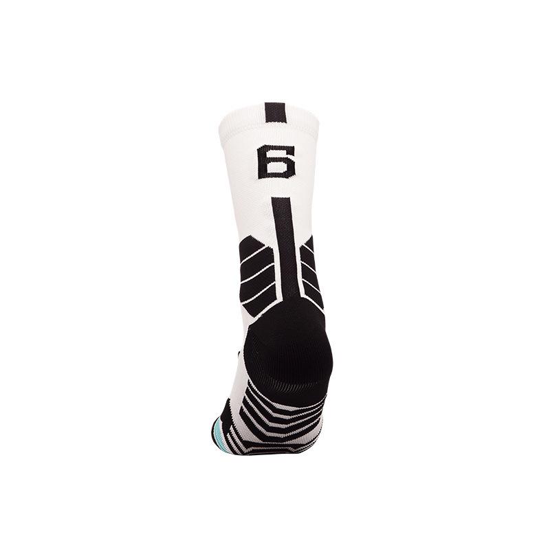 Men's Black and White Breathable Shock-Absorbing Basketball Socks