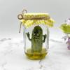 Grumpy Pickle In A Jar Sculpture Creative Mini Grumpy Clear Glass Pickle Statue Funny Aojiao Jar Pickle Cartoon Display