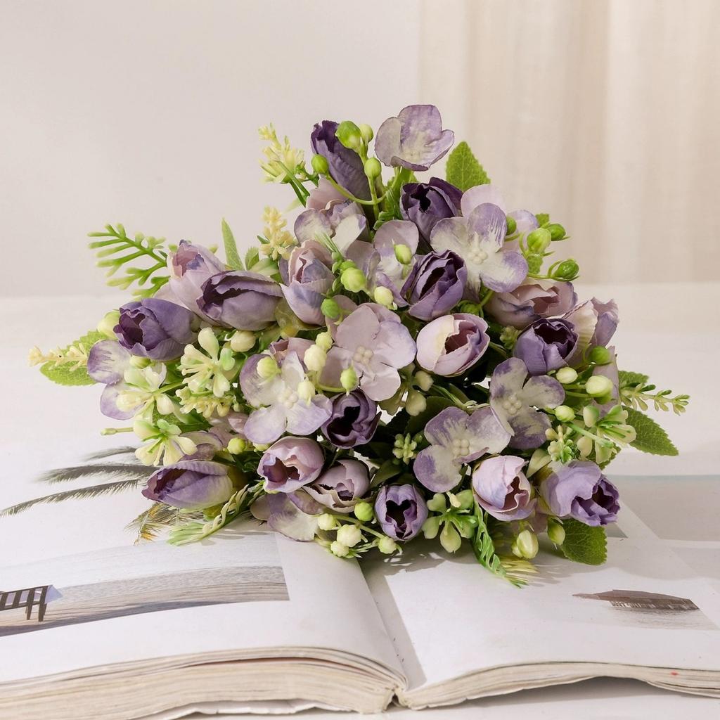 1 букет тюльпанов, искусственные мини-цветы, букет магнолий, цветок с длинным стеблем и листьями, искусственные цветы для домашнего декора, свадебных украшений