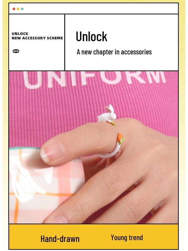 YOK Ручной работы Креативное кольцо с морковкой и кроликом из капельной эмали для женщин