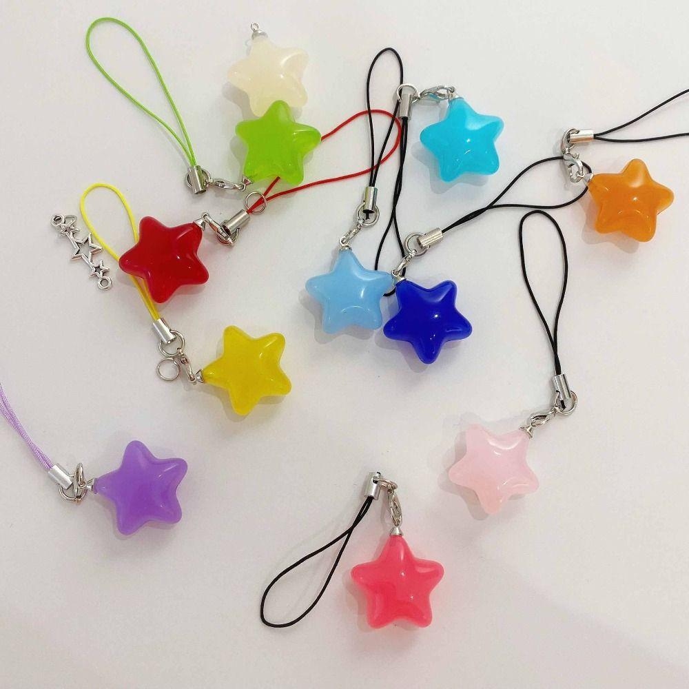 Pentagram Phone Chain Crystal Beads Tassel Keychain Pendent Charm Bag Pendant DIY Jewelry Making
