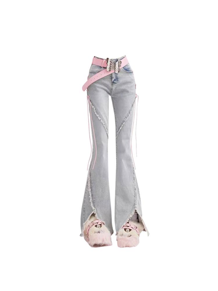 Women's Baggy Jeans Vintage Y2k 90s Oversize Denim Trousers Harajuku High Waist Wide Cowboy Pants with Slit Trashy 2000s Clothes